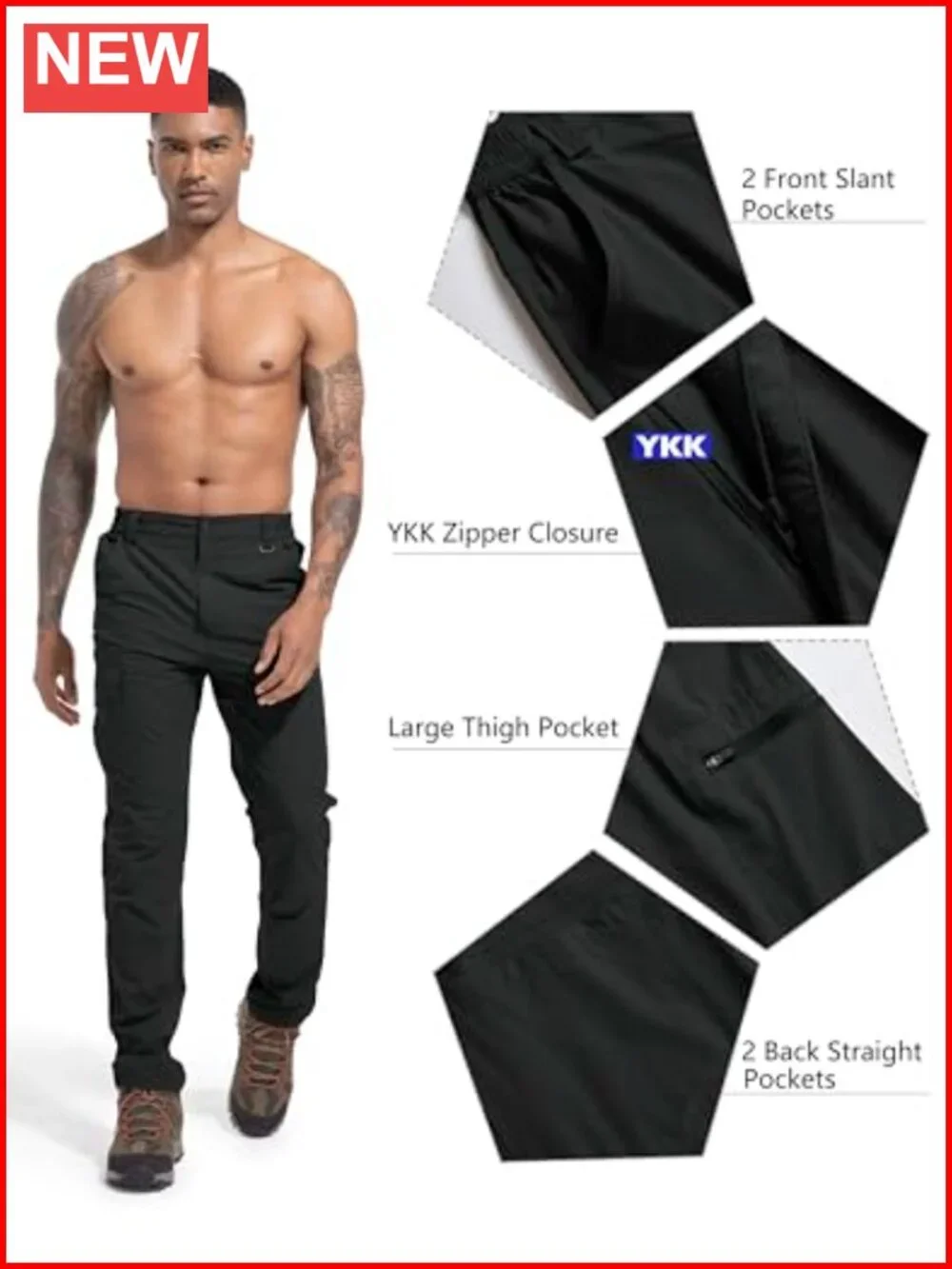 Quick Dry Water Resistant Stretch Cargo Pants for Hiking Fishing Climbing